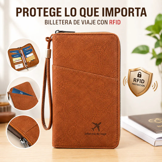 ✈️ Portapasaportes RFID de Viaje | Organizador Elegante para 4 Pasaportes y Documentos, Seguro y Práctico