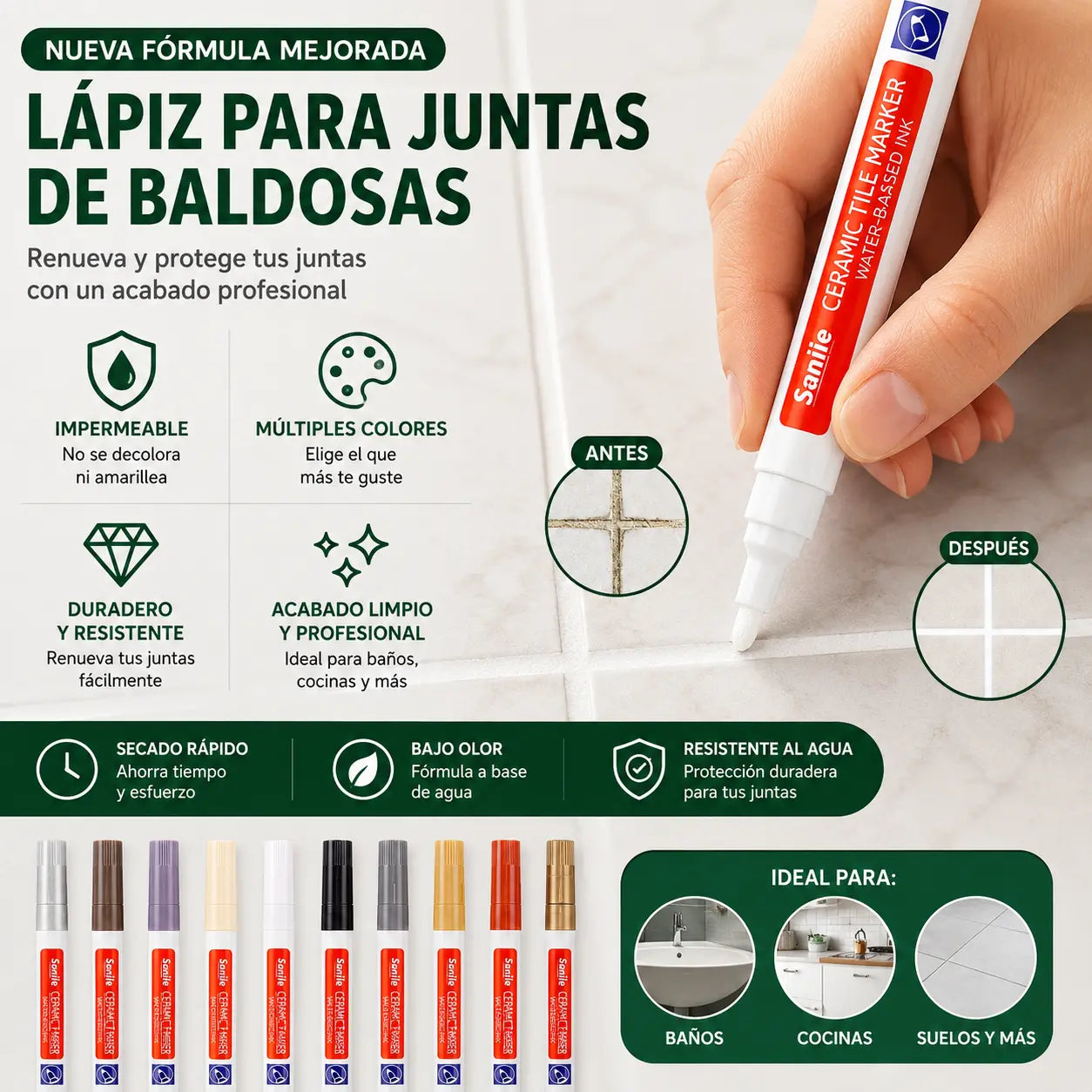 【4 unidades a 23 euros】Lápiz para lechada de baldosas de cerámica resistente al moho y al agua