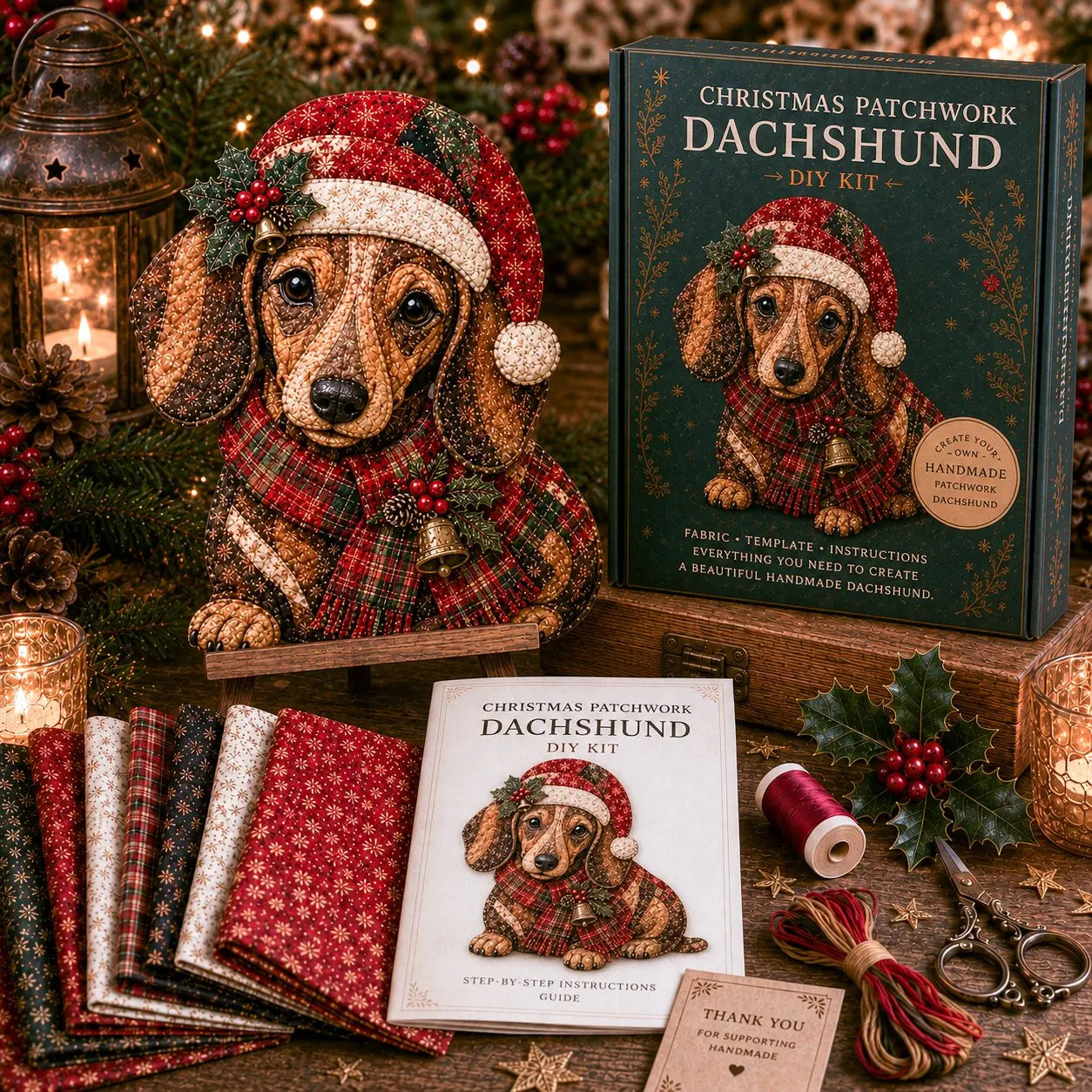 🎇🎄Kit de costura para colgar en la puerta con diseño navideño acolchado (6 diseños)