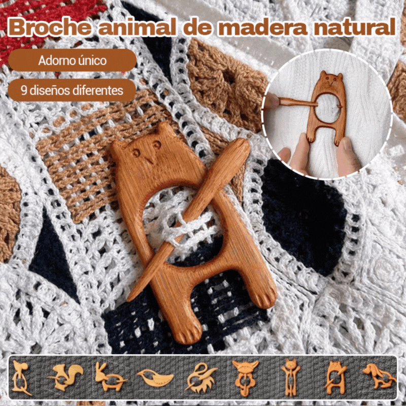 3 artículos 25 euro🎁Broche de madera con forma de animal para regalar
