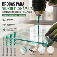 🔩【6+8+10+12mm（4 piezas）】✨Broca de 4 Filos Multimaterial – Perforación Rápida y Precisa en Acero, Vidrio y Cerámica 💪✨