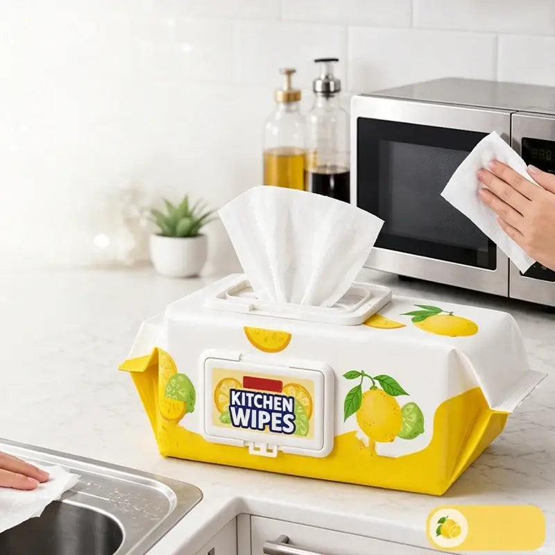 🍋 Večnamenski vlažni robčki za kuhinjo | Enostavno čiščenje hladilnika in doma ✨