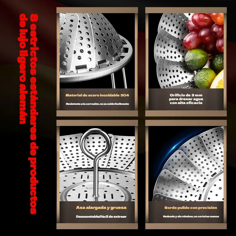 🥳50% DE DESCUENTO♨️🍲Vaporera extensible de acero inoxidable