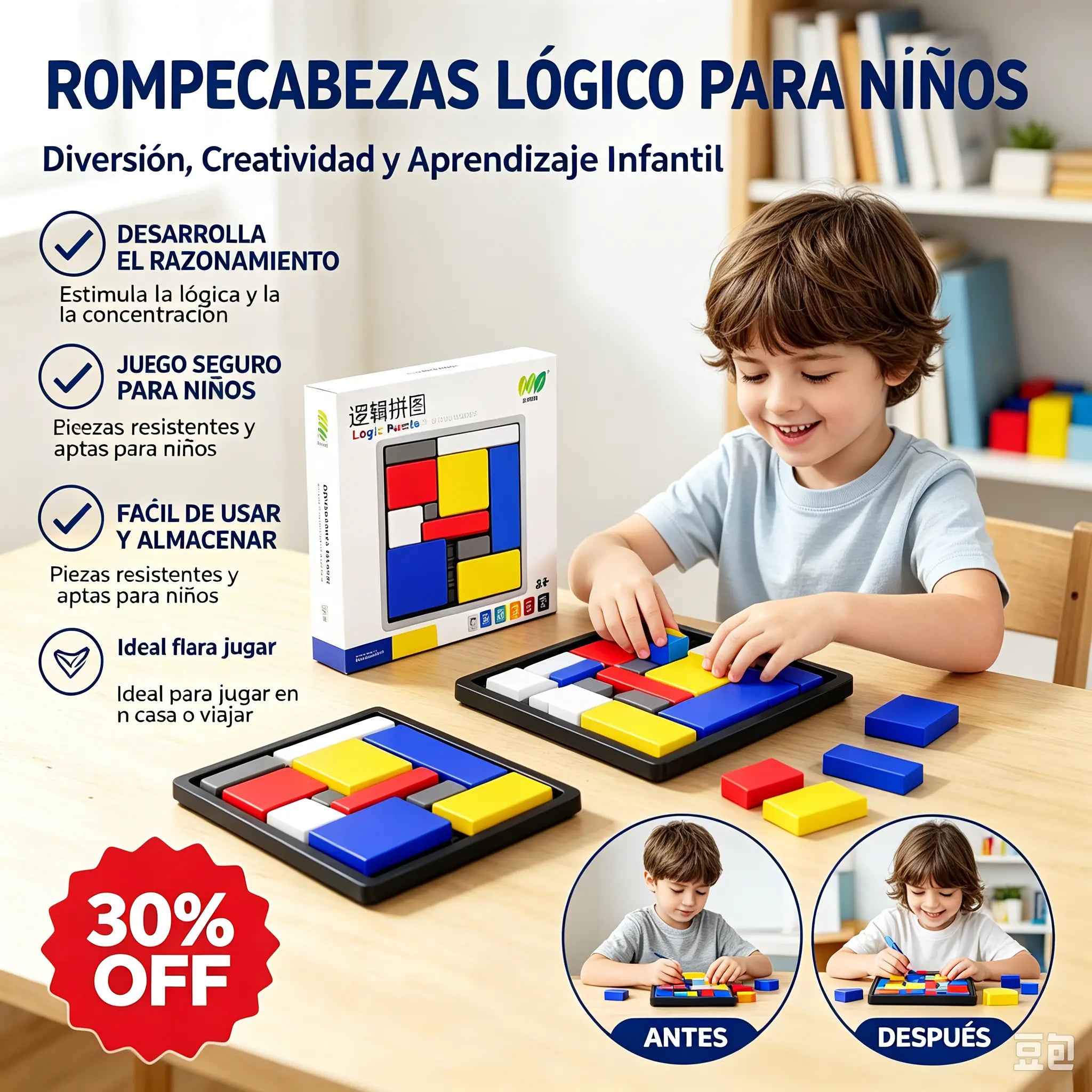 🧒【1 artículo 24 euros】Rompecabezas educativo para niños, juguete para la primera infancia