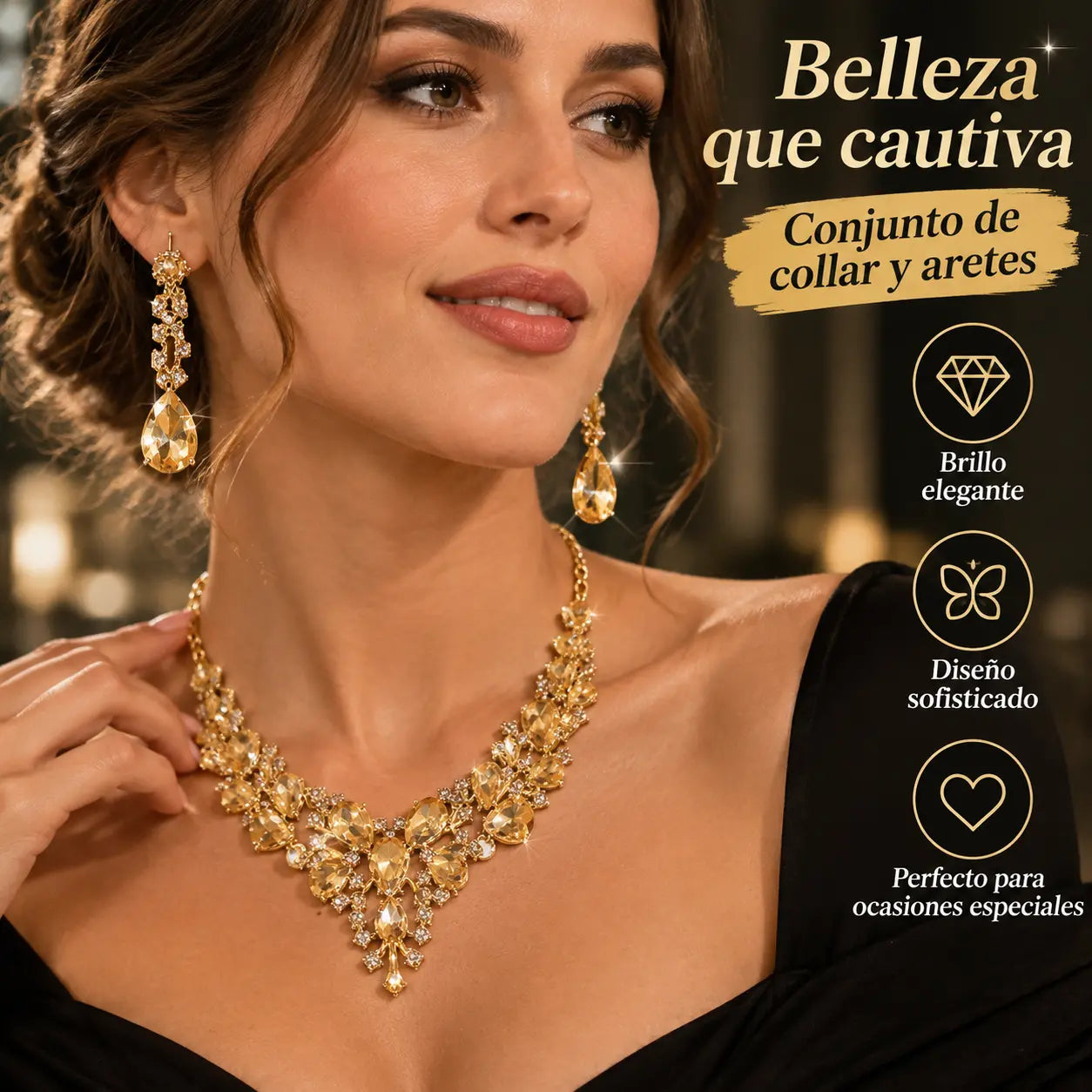 💎👑【Collar + Pendientes】Conjunto de collar y pendientes en forma de lágrima con incrustaciones de diamantes súper brillantes.
