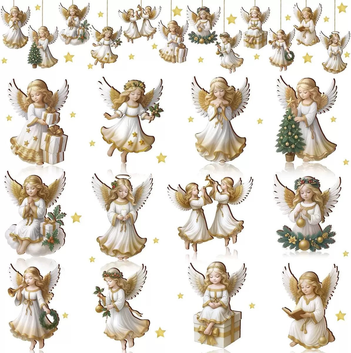 12 piezas👼 Colgante de Ángel Navideño para una Decoración Cálida y Encantadora