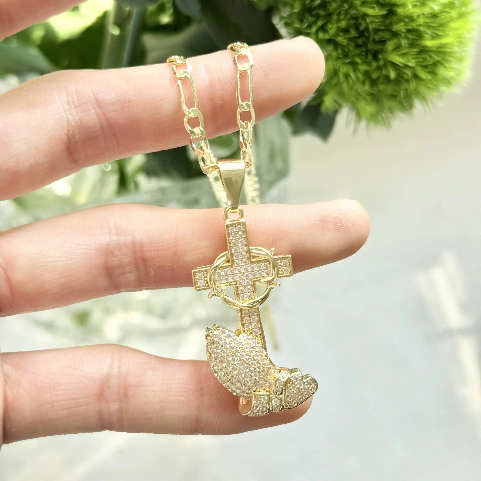 🎀💖Collar largo de diamantes en forma de cruz