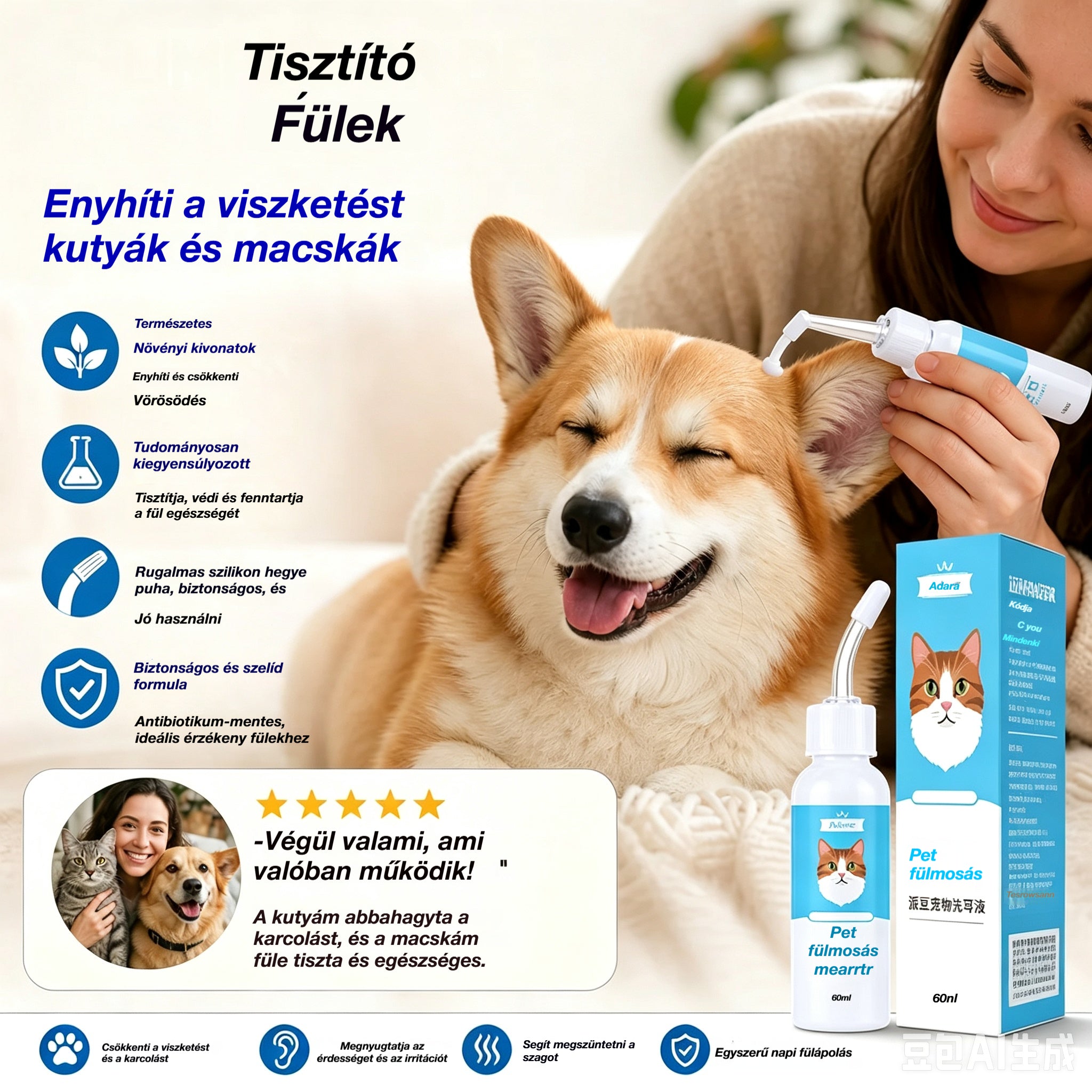 🐶2 tétel 8300  Ft.🐱 Fültisztító kutyák és macskák fülviszketésének enyhítésére.