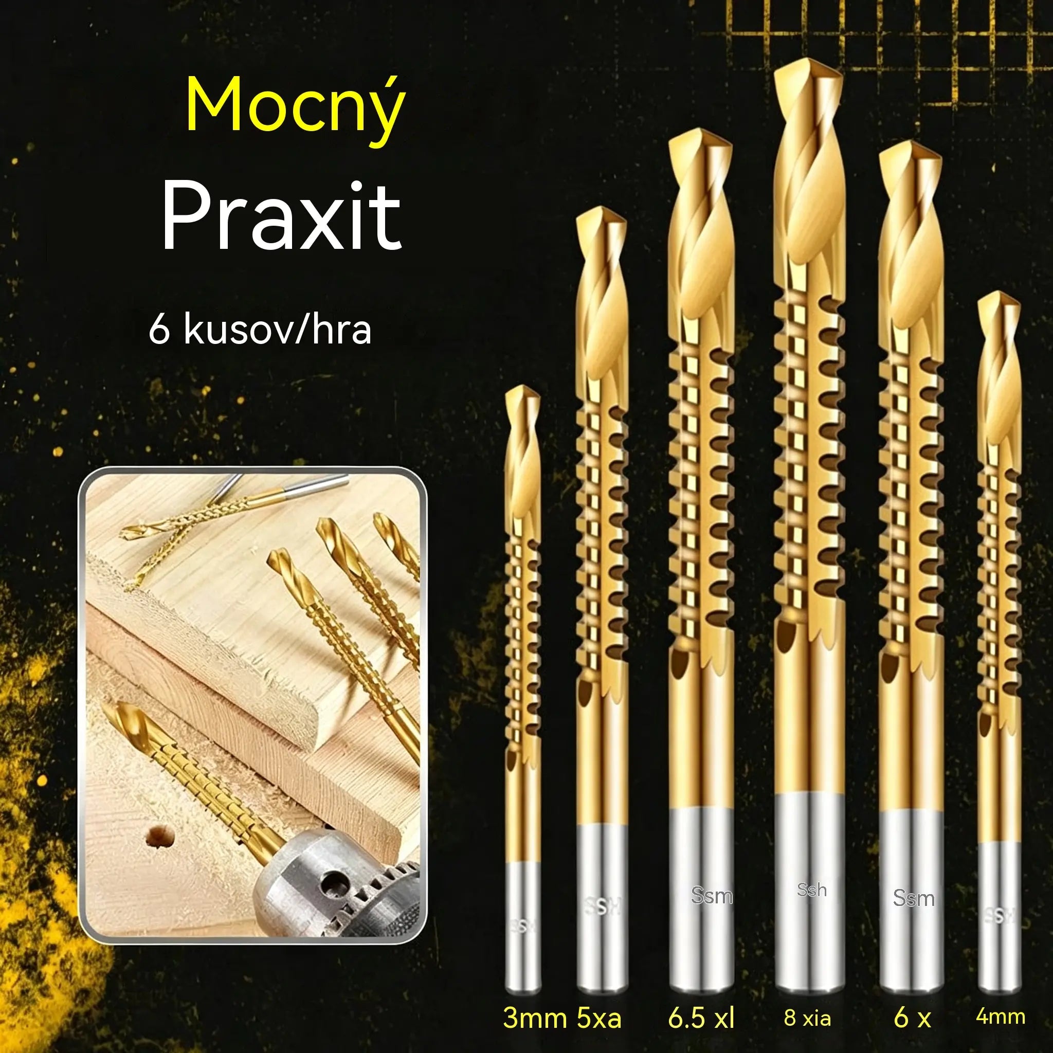 【6-dielna sada】⚙️ Sada špirálových vrtákov: Vyrobené z rýchloreznej ocele s titánovým povlakom a vhodné pre rôzne materiály 🧰