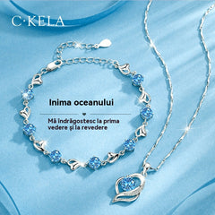 Set 925 srebrna narukvica + ogrlica Heart of the Ocean