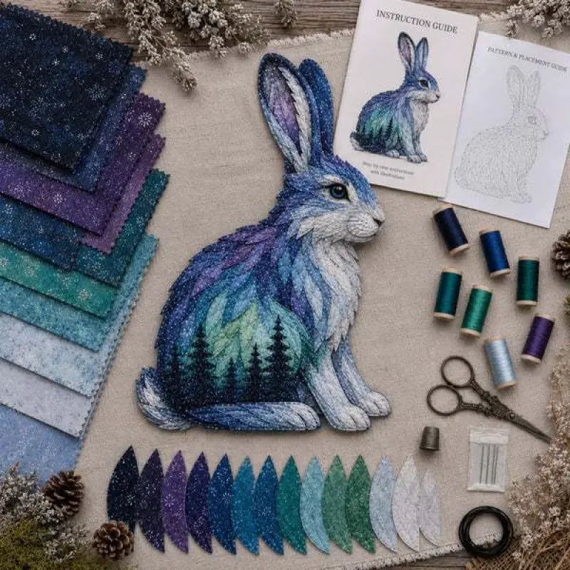🐺🧵Último día, 49% de descuento: Set de patchwork DIY de la fauna de las auroras boreales.✨