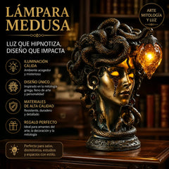 ✨🐍Lámpara de mesa con estatua de Medusa, monstruo mítico gótico, adorno de resina.