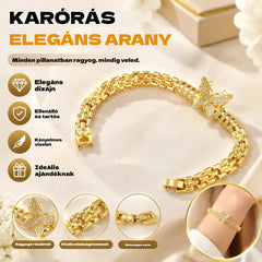 🦋 Spóroljon 50%-ot! ✨ 18 karátos arany pillangós karkötő: finom szemek, elegáns kidolgozás ✨