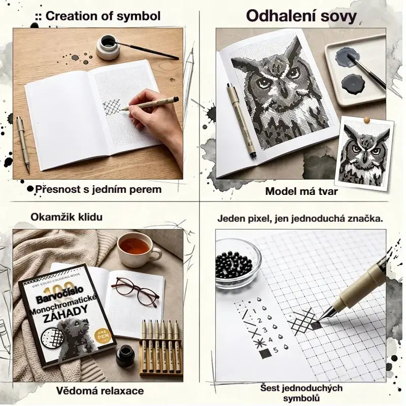🎨🔢 Vybarvování podle čísel – 100 monochromatických záhad ve vysokém rozlišení 🖤📘