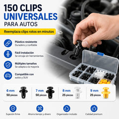 🚗(1 paquete contiene 150 unidades)🔧 Juego de clips de plástico universales para varillas de soporte de amortiguadores de coche