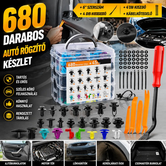 🚗🔧 Kit de 680 Piezas para Coche + Herramientas, Clips, Tornillos y Bridas de Nailon para Parachoques y Guardabarros, ¡Todo en Uno y Súper Completo!