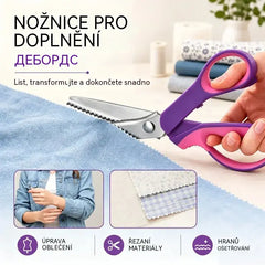 👗✂️ Krejčovské nůžky s ozdobným ostřím – Profesionální střih cik-cak a vlna | Ideální na látky, patchwork a kreativní projekty