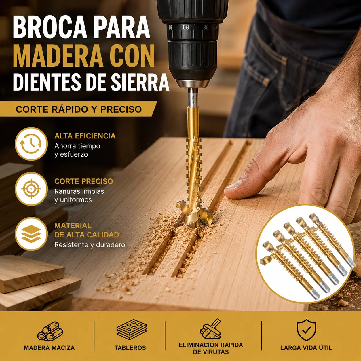 🛠️6 piezas por 27 euros ✨ Juego de brocas helicoidales: recubiertas de titanio, dentadas, aptas para múltiples materiales 🔩