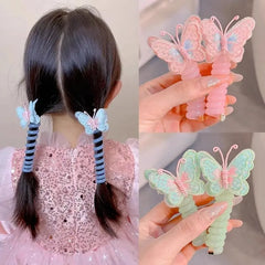 🦋【10 artículos por 25 euros】Goma para el pelo infantil con forma de mariposa y cordón telefónico, de alta elasticidad, no daña el cabello.