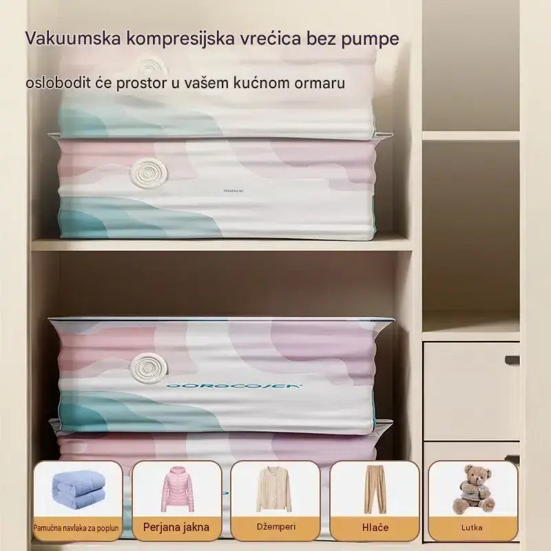 🧳 5 komada za 26 eura 💨 Velika, stlačiva vakuumska vrećica za pohranu: nije potrebna pumpa, nepropusna je i idealna za uštedu prostora u koferu i kod kuće ✈️