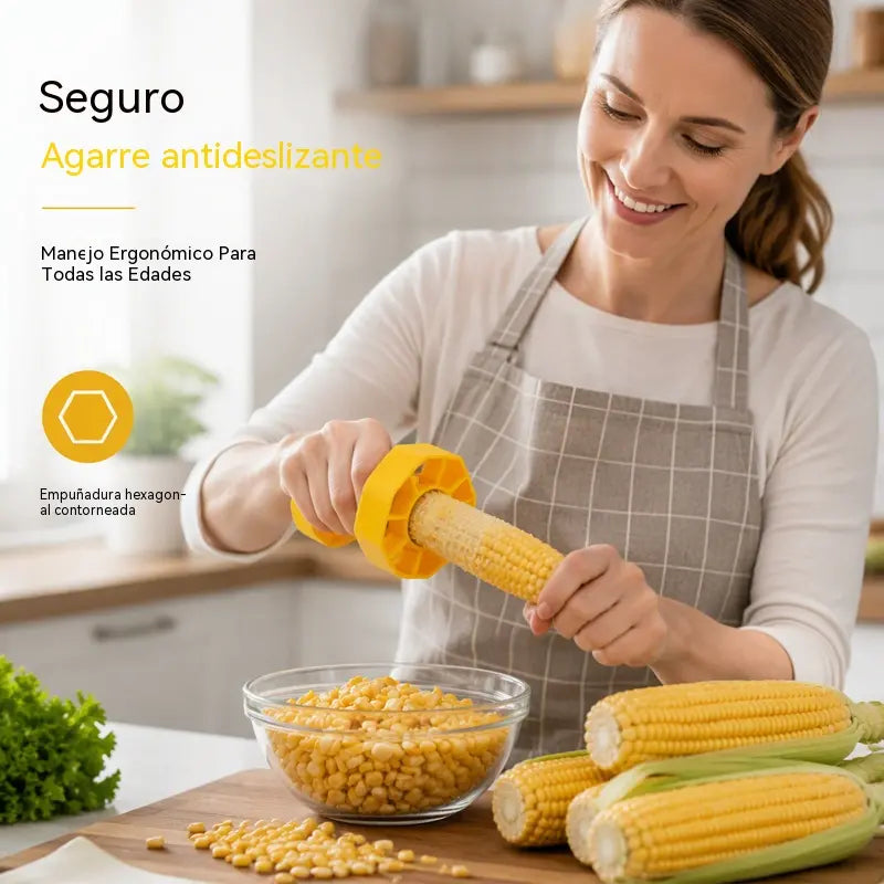 (Paquete de 3) Removedor de granos de maíz: cuchillas de acero inoxidable, mango antideslizante, limpio y eficiente. Elimina los granos de maíz en segundos.