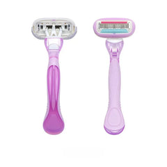 🔥50% de descuento🔥【Paquete de 2】 Mango de afeitadora de mujer de 5 hojas: agarre ergonómico y antideslizante, compatible con cuchillas de repuesto 🪒