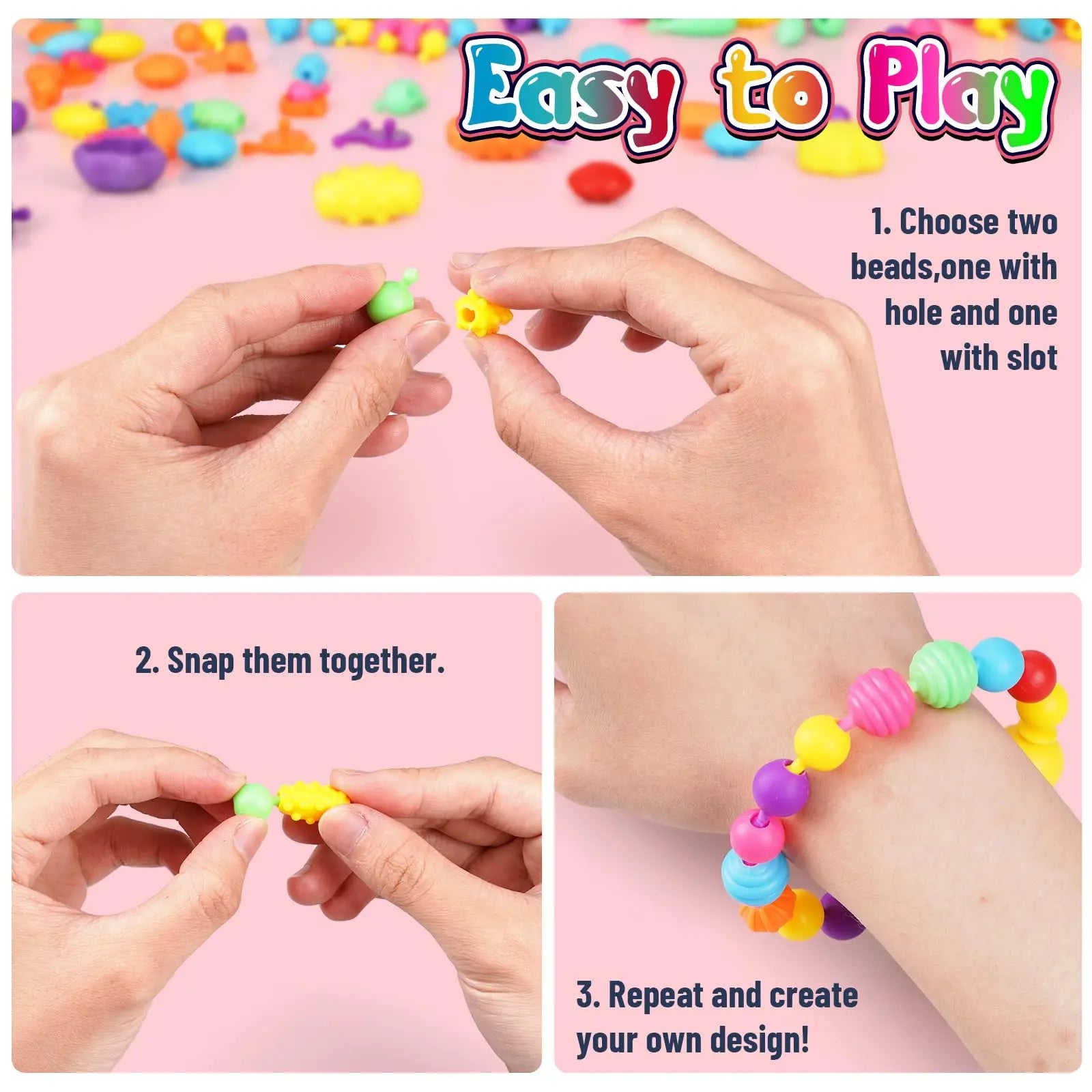 【🔥320 piezas】Juguete educativo de cuentas de arte pop versátil para niños, pulseras y collares hechos a mano con hilo de cuentas.