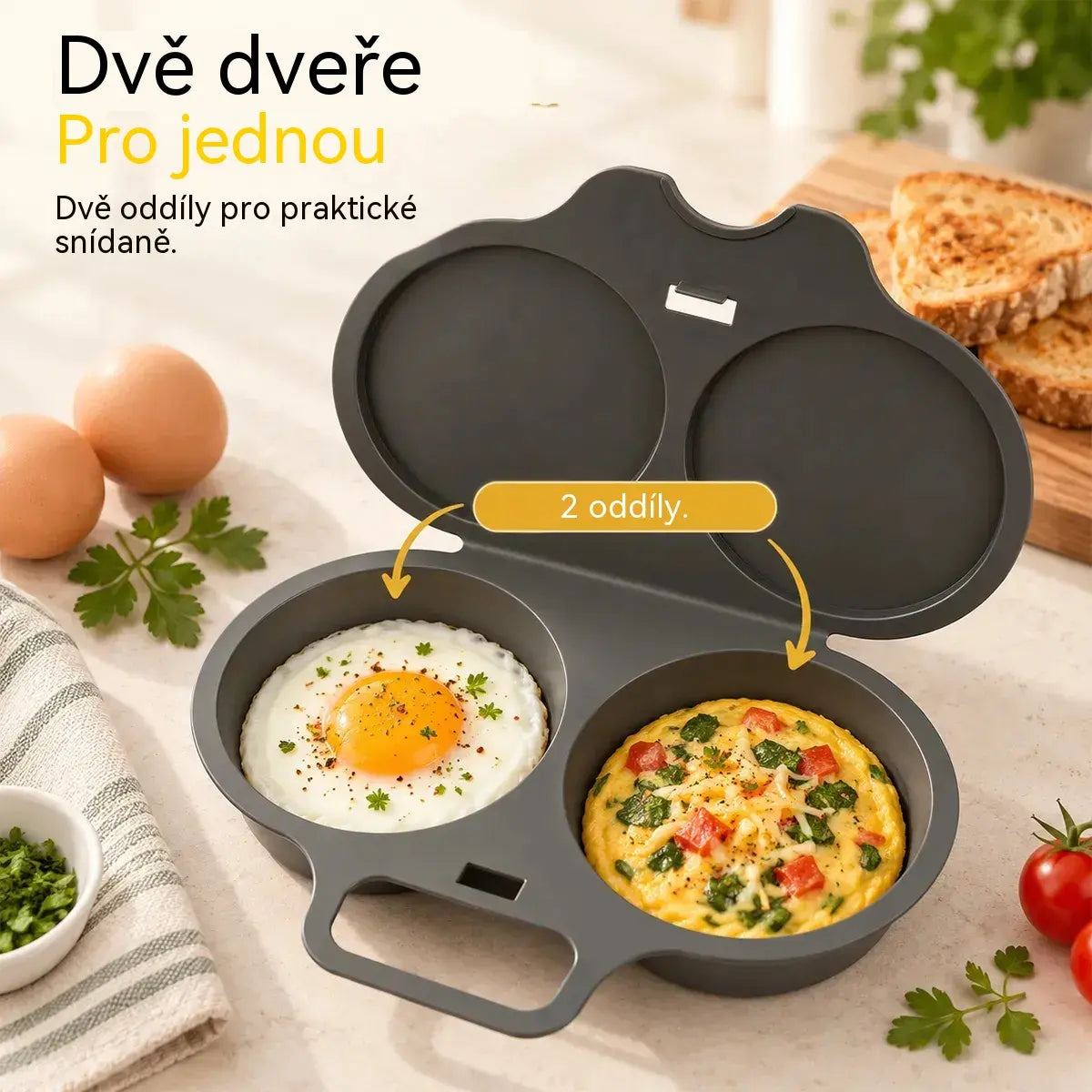 🍳 Forma na vejce/smažená vejce do mikrovlnné trouby [Kupte jeden, druhý zdarma - získejte 2 balení] | Zdravá snídaně bez oleje hotová během několika minut 🥪