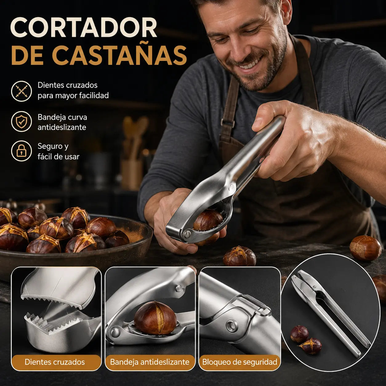 🔥🔥【2 piezas por 24 euros】 🌰Clip de apertura de castaño para el hogar, ¡se abre fácilmente con un toque sin lastimarse las manos!