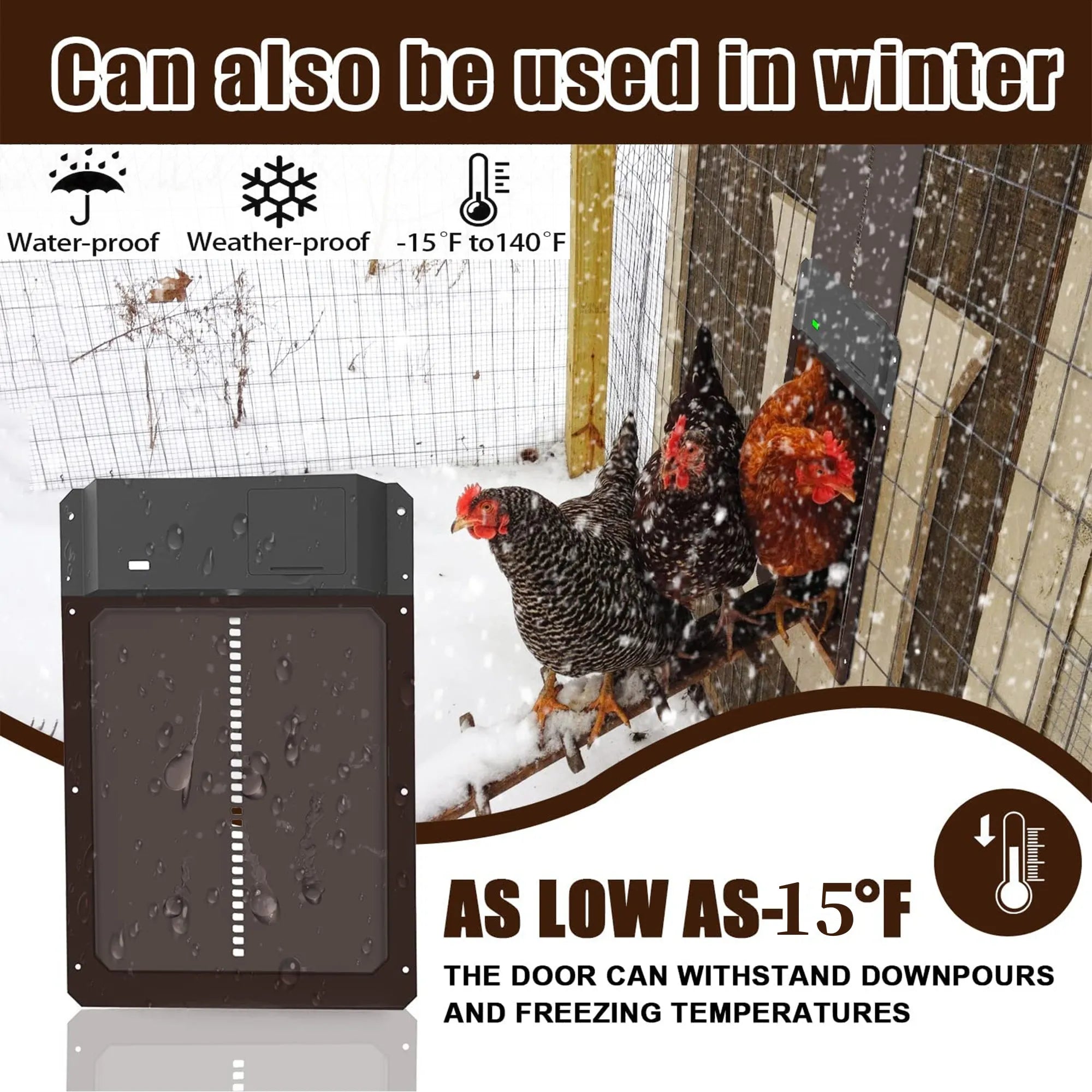 🚪 Puerta automática para gallinero con sensor de luz – impermeable, segura y fácil de instalar 🐔✨