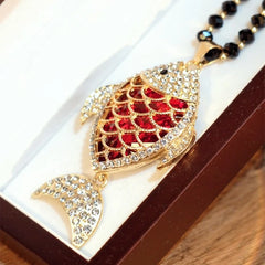 Cadena para suéter de otoño/invierno - Elegante colgante de joyería de cadena de cristal