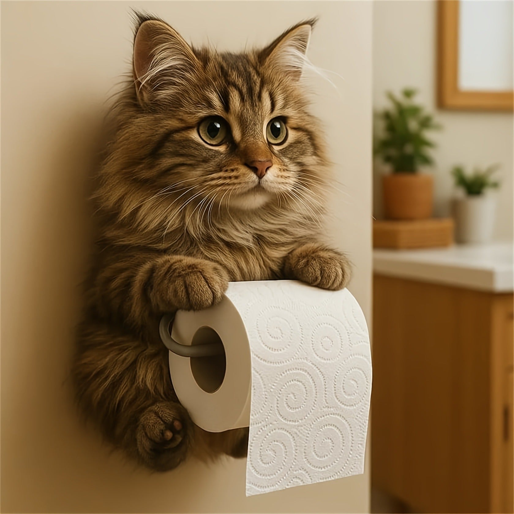 🐱 Adorable portarrollos de papel higiénico con estampado de gatos