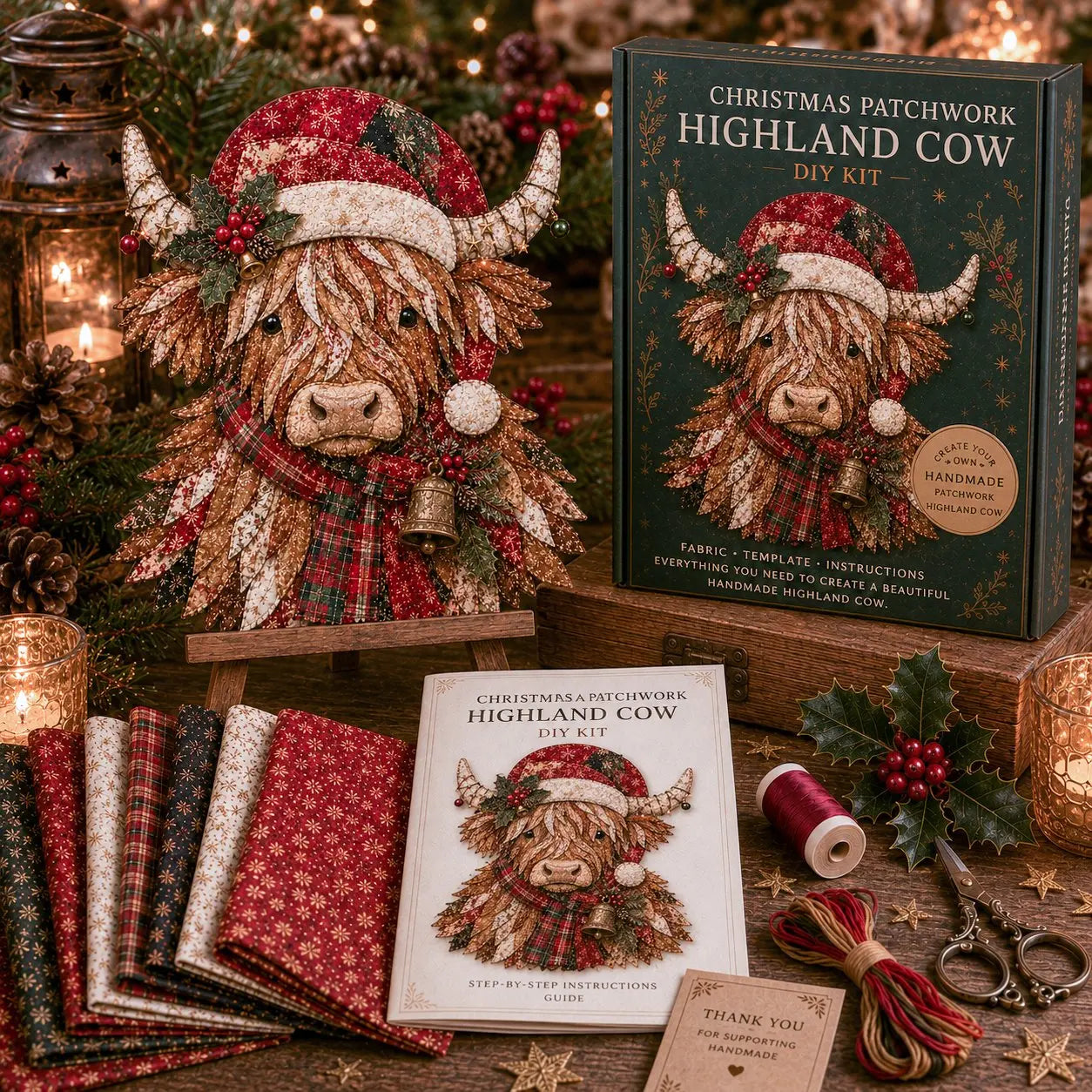 🎇🎄Kit de costura para colgar en la puerta con diseño navideño acolchado (6 diseños)