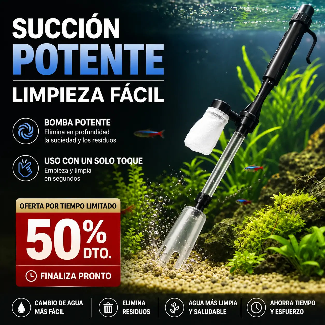 Limpiador eléctrico de grava para acuarios