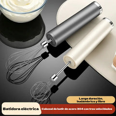✨✨Batidora de mano de acero inoxidable con tres velocidades ajustables para hornear y batir mantequilla.