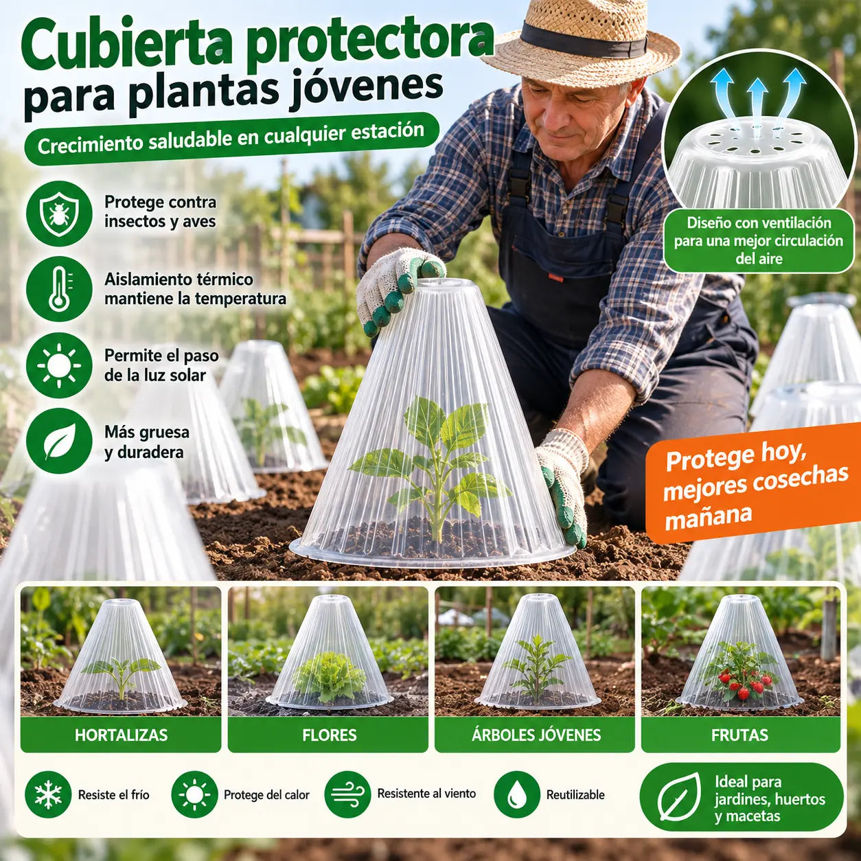 🔥20 piezas 25 euros🥬🥦Plántulas de melón, plántulas de hortalizas, cubiertas vegetales: conservación térmica, protección contra aves, insectos
