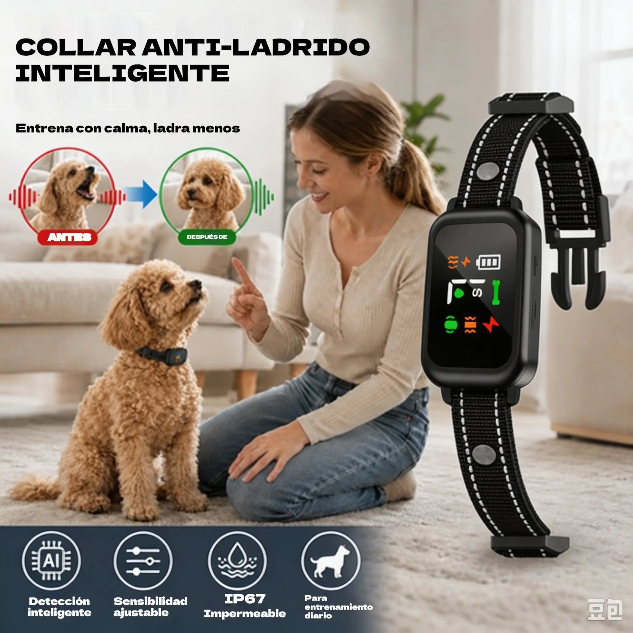 🥳50% DE DESCUENTO🐶 Collar antiladridos inteligente para perros