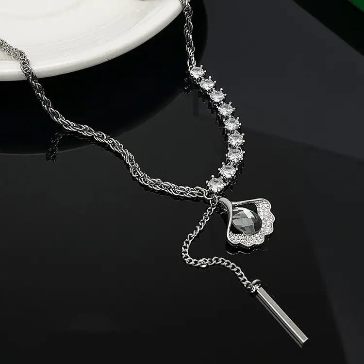 Cadena para suéter de otoño/invierno - Elegante colgante de joyería de cadena de cristal