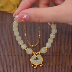 ✨【Compre uno y llévese otro gratis】Nueva pulsera de jade hetiano en oro de 14 quilates