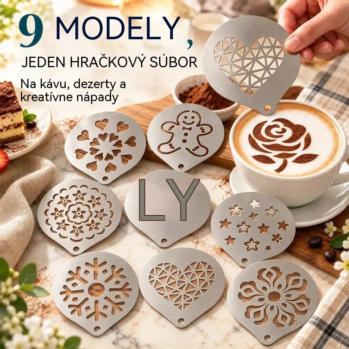 9 položiek za 22 eur☕ Forma na kávové latte art z nehrdzavejúcej ocele