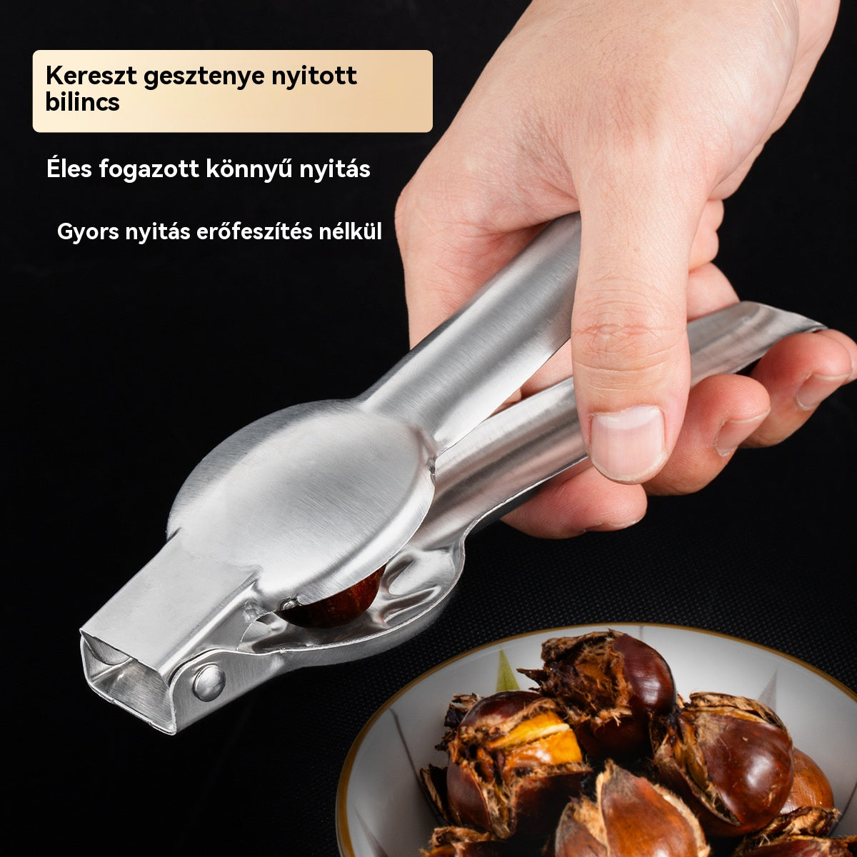Gesztenye színű nyitó klipsz, könnyedén nyitható egyetlen érintéssel anélkül, hogy megsérülne a kezed!