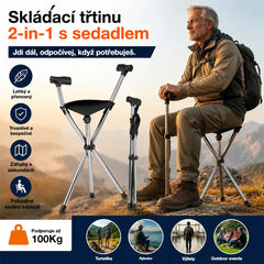 ✨Skládací hůl 2 v 1 se židlí, berle jsou odolné proti pádu, skládací a přenosné✅