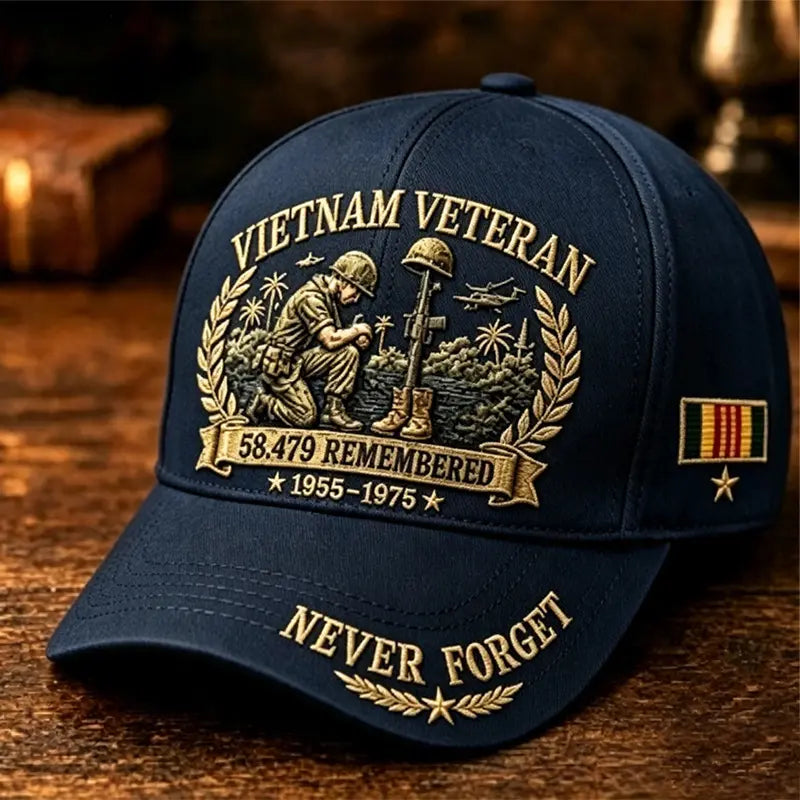 🧢🤠Gorra conmemorativa para veteranos de la guerra de Vietnam 🎁 Compra cualquier gorra y recibe una moneda conmemorativa de doble cara de regalo.