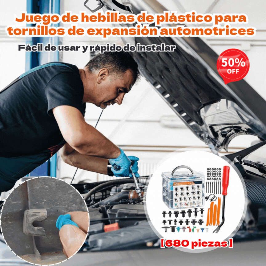 🚗🔧 Kit de 680 Piezas para Coche + Herramientas, Clips, Tornillos y Bridas de Nailon para Parachoques y Guardabarros, ¡Todo en Uno y Súper Completo!