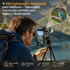 【🔭】Mini telescopio monocular para teléfono – Telescopio monocular portátil para viajes y observación