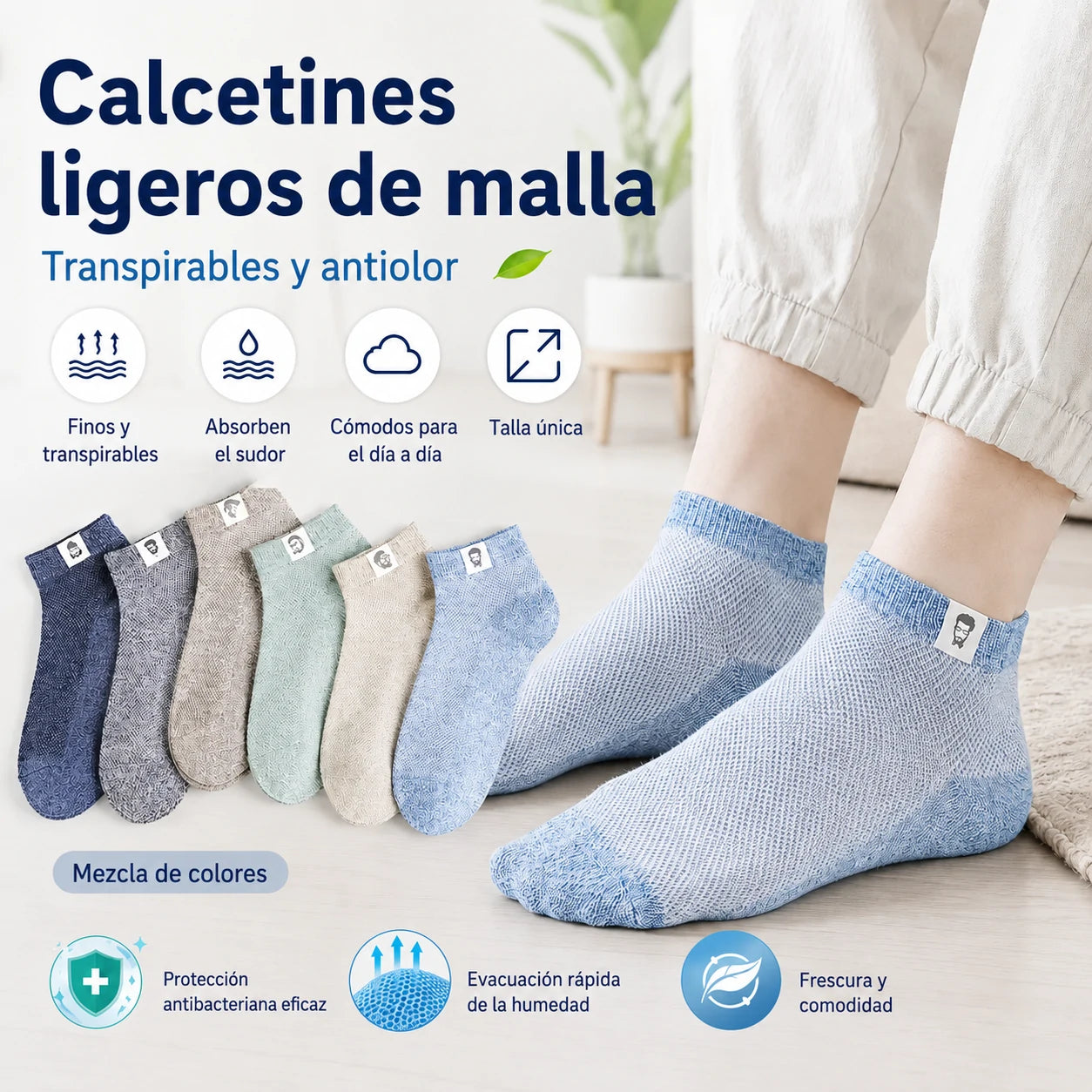 🔥⚡🧦 Calcetines transpirables antibacterianos y antiolor para hombre