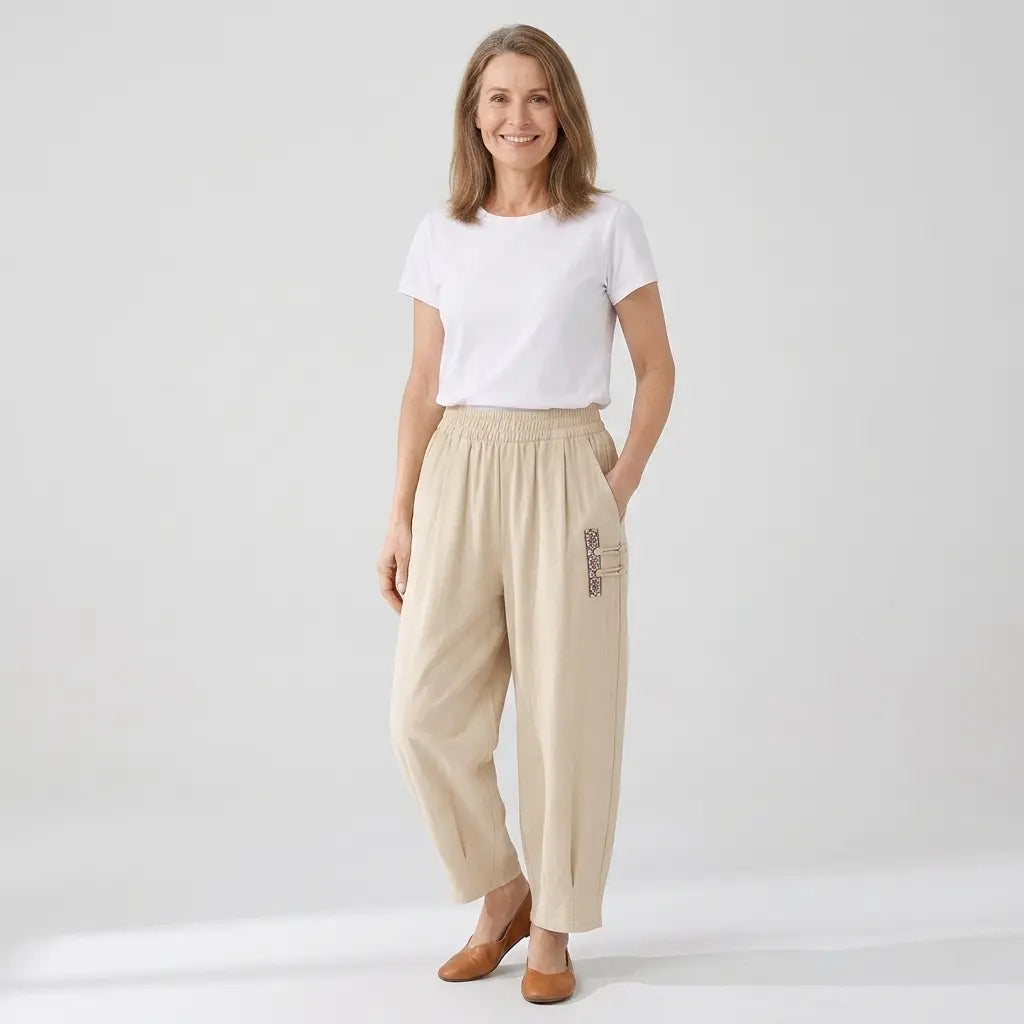 🔥【M–4XL】 👖 Ľahké a priedušné letné bavlneno-ľanové nohavice – moderné ležérne nohavice po členky.