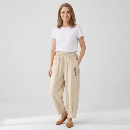 🔥【M–4XL】 👖 Ľahké a priedušné letné bavlneno-ľanové nohavice – moderné ležérne nohavice po členky.