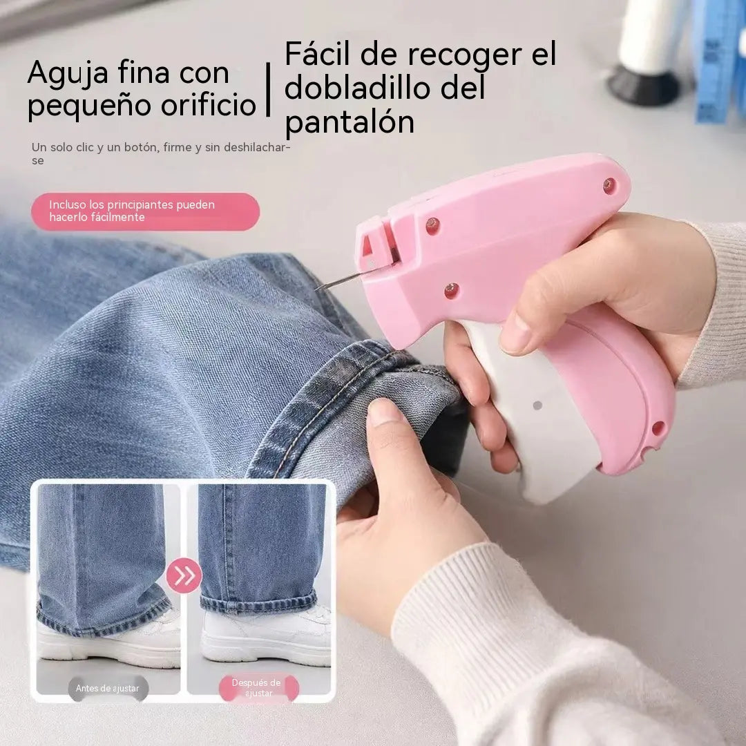 Pistola rosa y blanca + 1500 agujas blancas + 500 agujas negras + 5 agujas de repuesto🏷️¿Ropa demasiado grande? 🏷️ Pistola de etiquetas para ajustar y fijar prendas rápidamente