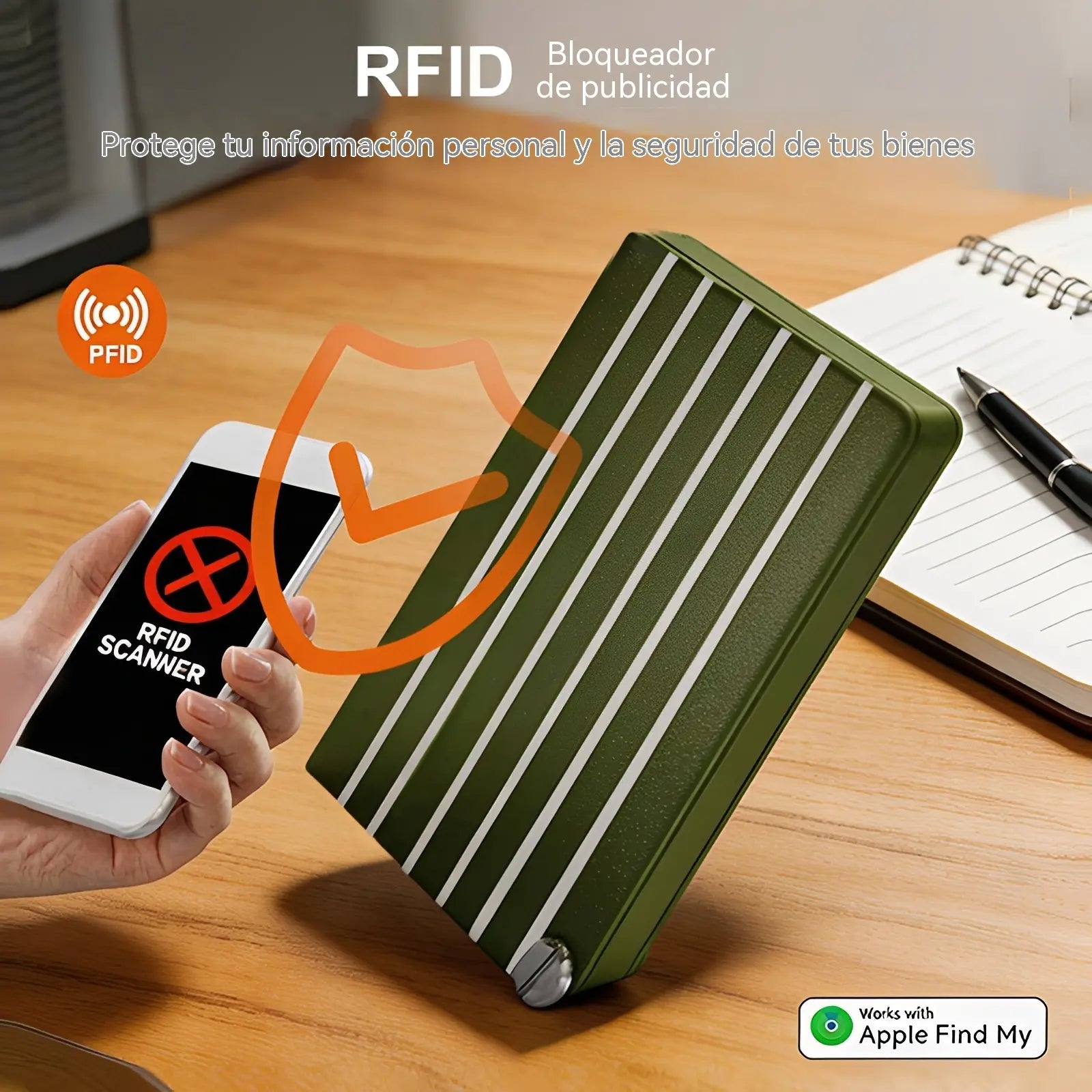 🎖️✨Tarjetero con protección RFID antirrobo, tarjetero metálico, elegante y ligero.